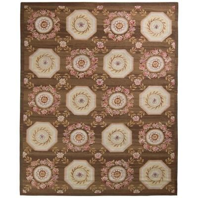 Rug & Kilim’s Handmade Aubusson Style Flat Weave Rug In Brown And Pink
