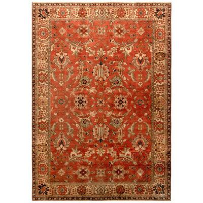 Antique Sultanabad Persian Style Rug in Red and Green All Over Floral Pattern