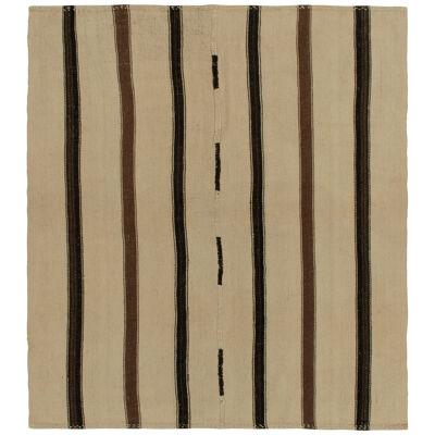 Handwoven Vintage Kilim Beige-brown Stripe Patterns