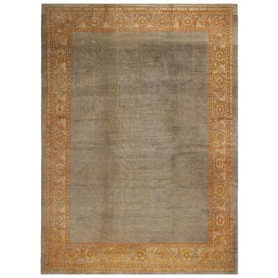 Antique Sultanabad Traditional Blue-Gray Wool Persian Rug