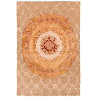 Rug & Kilim’s Aubusson Inspired Floral Cream and Gold Wool and Silk Rug