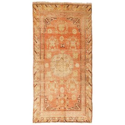 Antique Khotan Transitional Red And Beige Wool Rug