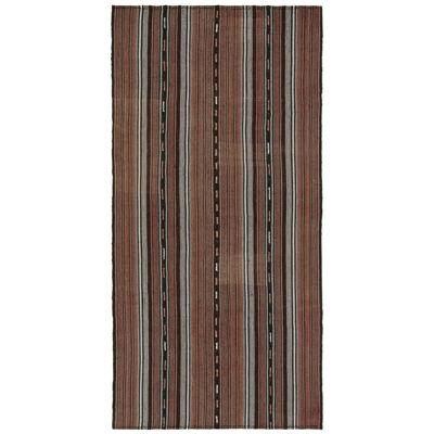 Vintage Shahsavan Persian Kilim in Brown with Beige Stripes, from Rug & Kilim