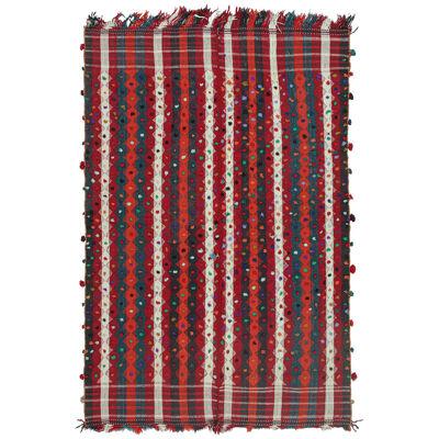 Vintage Persian Kilim with Stripes and Vibrant Textural Accents by Rug & Kilim 