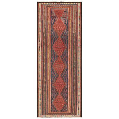 Vintage Persian Kilim with Red Medallions and Geometric Patterns by Rug & Kilim