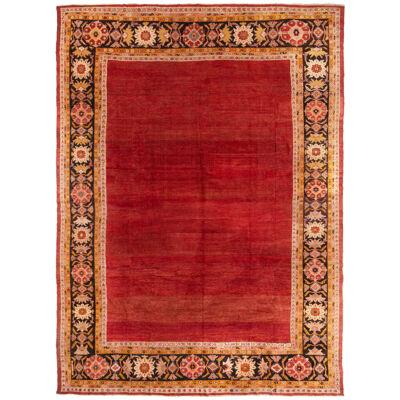 Antique Sultanabad Red, Gold and Black European-Style Rug