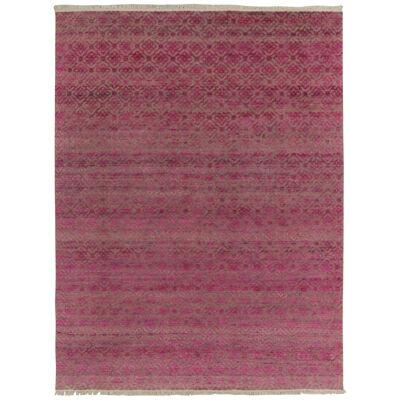 Rug & Kilim’s Contemporary Rug in Pink High-And-Low Lattice Patter