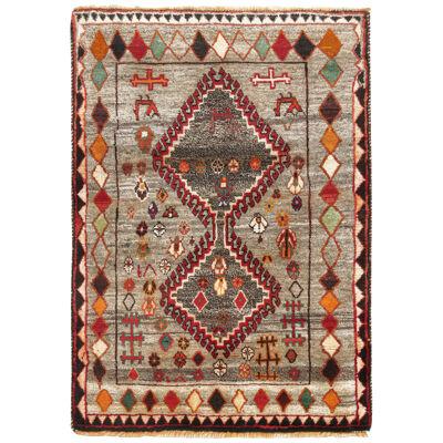Vintage Persian Tribal Rug in Gray with Medallion Pattern by Rug & Kilim