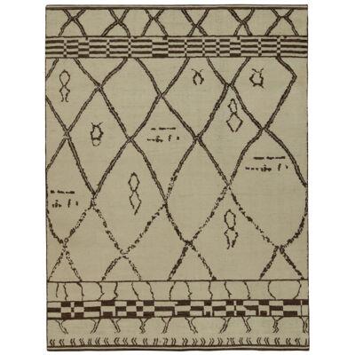 Rug & Kilim’s Moroccan Style Rug in Off-White With Brown Geometric Pattern