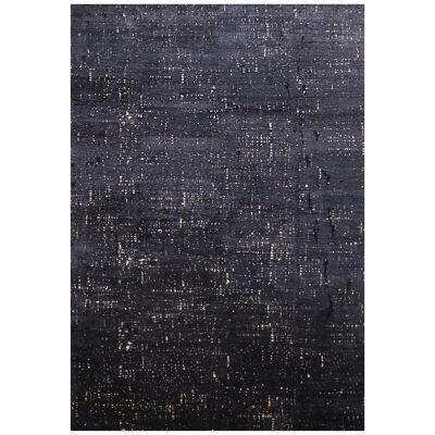 Custom Grisaille “City Lights” Midnight Blue and Black Pure Silk Rug