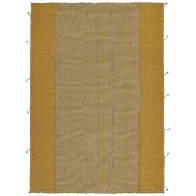 Rug & Kilim’s Contemporary Kilim in Gold and Blue Stripes 