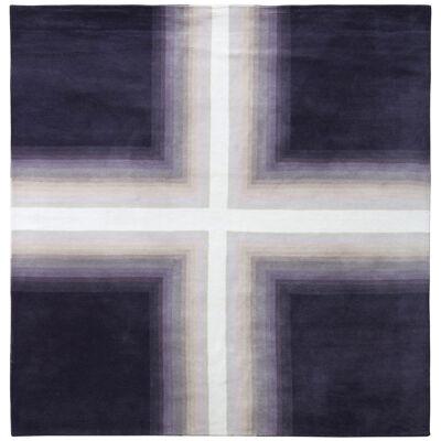 Rug & Kilim’s Mid-Century Modern Rug in Purple and White Geometric Pattern