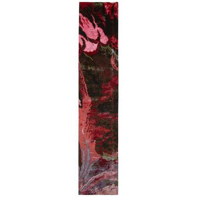 Abstract Runner Red and Pink Wool and Silk Modern Pattern