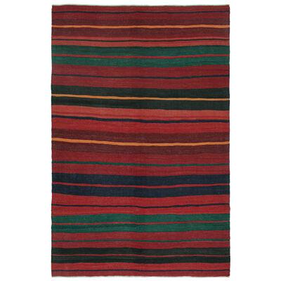  Vintage Karadagh Persian Kilim in Red with Multicolor Stripes by Rug & Kilim