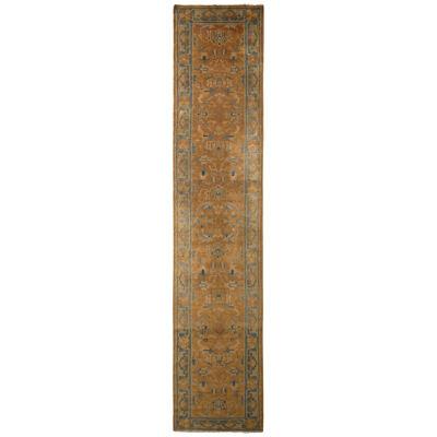 Early 20th Century Antique Runner Beige Blue Geometric Floral Amritsar Rug