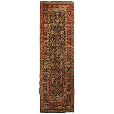 Antique Shirvan Red and Beige Geometric Wool Runner