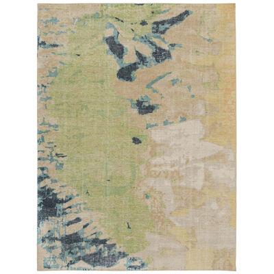 Rug & Kilim’s Distressed Style Abstract Rug in Green, Beige and Blue 