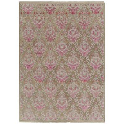 Rug & Kilim’s Classic Style Rug in Beige With Pink and Pale Blue Floral Patterns