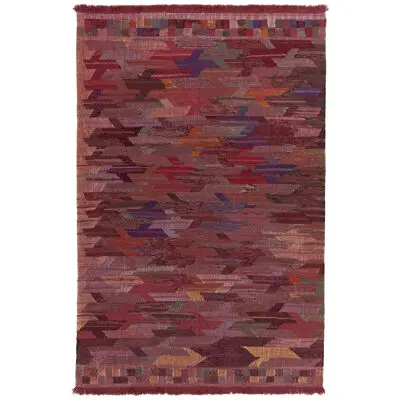 Rug & Kilim’s Modern Kilim in Red With All Over Polychrome Geometric Patterns