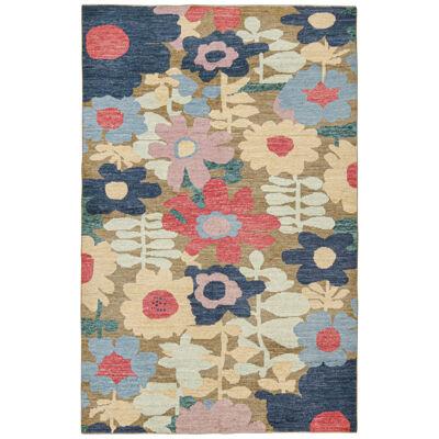 Rug & Kilim’s Contemporary Rug in Beige-Brown with Polychromatic Floral Pattern