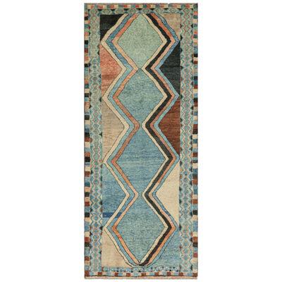 Vintage Persian Tribal Rug in Blue with Chevron Patterns by Rug & Kilim