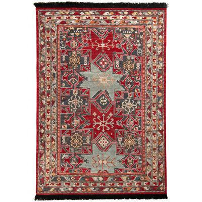 Rug & Kilim’s Classic Style Rug in Red and Blue Geometric Pattern