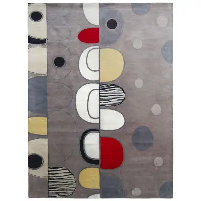 Hand-Knotted Mid-Century Modern Style Rug in Silver Gray by Rug & Kilim