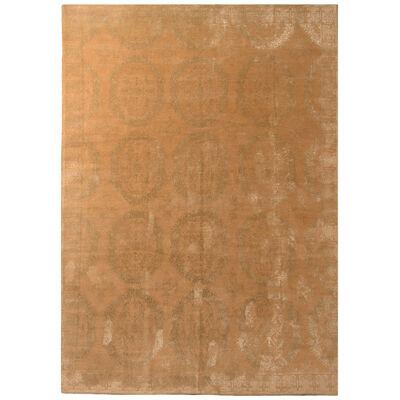 Classic European Style Rug Gold & Green Floral Medallion Pattern
