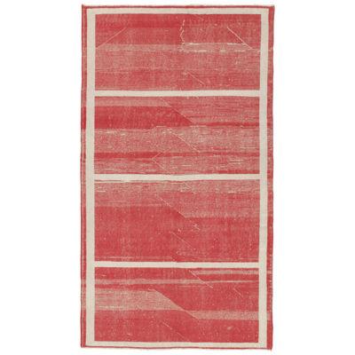 Vintage Rug in Red with Off-White Stripe Patterns by Rug & Kilim 
