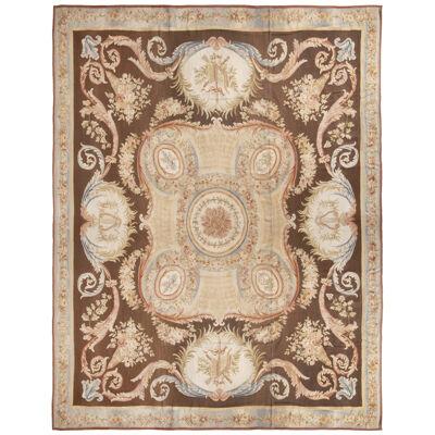 Rug & Kilim’s Aubusson Style Pink and Brown Wool Floral Rug