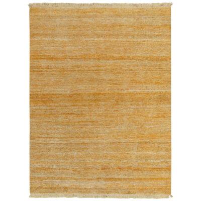 Rug & Kilim’s Hand-Knotted Rug in Gold & White Striations, Warm Multihued