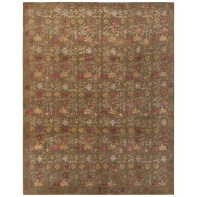Spanish European Style Rug In Brown, Red And Gold Floral Pattern By Rug & Kilim