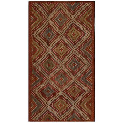 Vintage Chaput Style Kilim in Red Diamonds With Blue and Green Accents