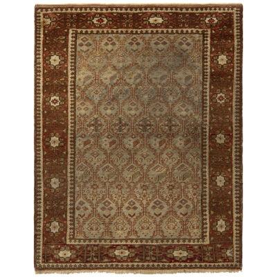 Antique Shirvan Rug Geometric Beige Red And Green Transitional Pattern