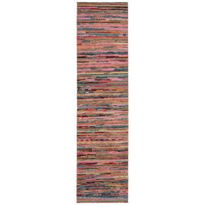 Moroccan Tribal Style Runner in Pink, Multicolor Stripe Patterns by Rug & Kilim