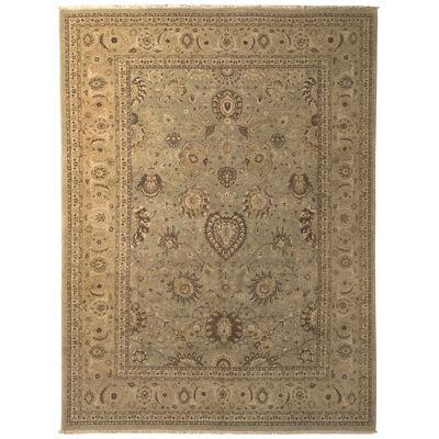 Rug & Kilim’s Classic Persian Style Rug in Green & Beige-Brown Floral Pattern