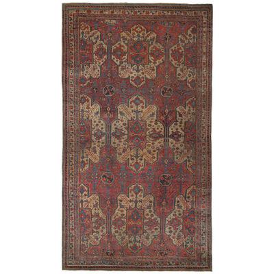 Antique Oversized Oushak Rug in Red with Geometric Patterns, from Rug & Kilim