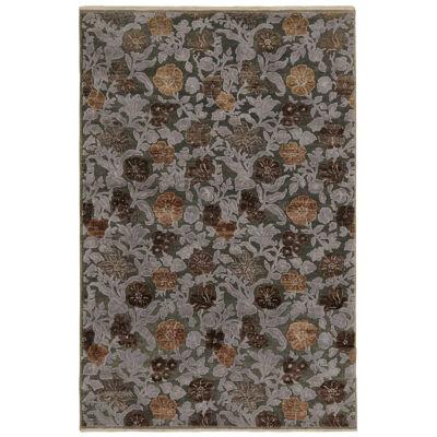 Rug & Kilim’s Contemporary Rug in Beige-Brown and Gray-Blue Floral Patterns