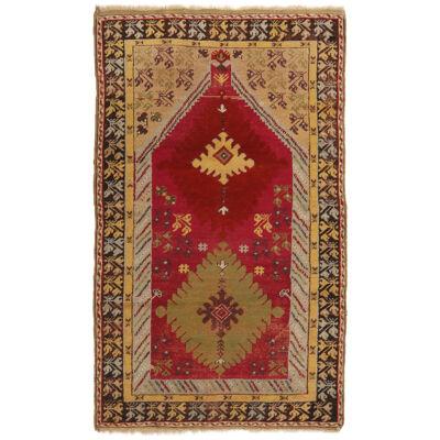 Antique Kirsehir Traditional Red And Beige Wool Rug
