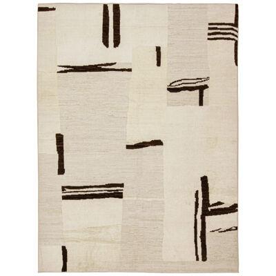 Rug & Kilim’s Contemporary Abstract Rug in Beige with Brown Geometric Patterns