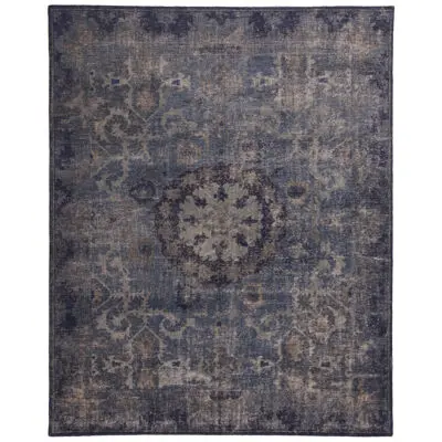 Navy and Smoke Blue Wool Rug From Homage Collection