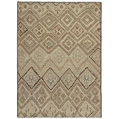 Rug & Kilim’s Moroccan Style Rug in Beige-brown Tribal Geometric Pattern