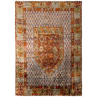 Rug & Kilim’s Anatolian Style Silk Rug in Blue, Green and Red