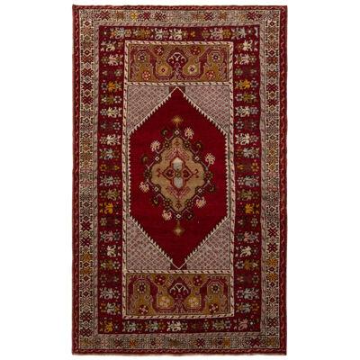 1950S Vintage Kirsehir Red Pink and Gold Geometric Mid-century Persian Rug