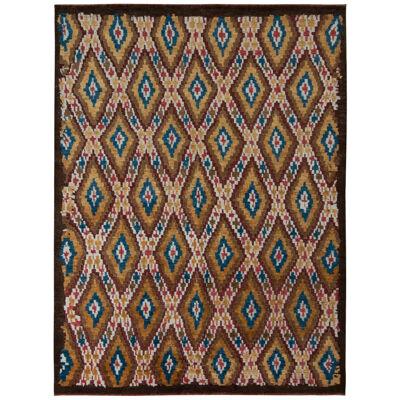 Rug & Kilim’s Moroccan Style Rug in Beige-Brown All Over Diamond Pattern
