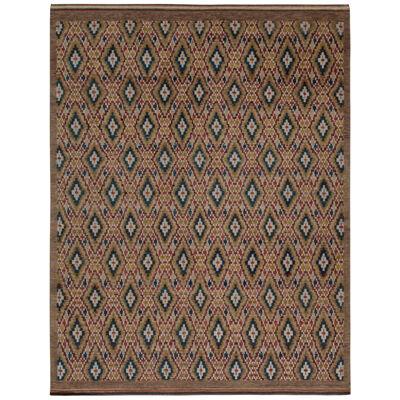 Rug & Kilim’s Moroccan Style Rug in Brown, Red and Blue Diamond Patterns