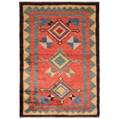 Classic Tulu Style Rug Red Green Medallion Tribal Pattern by Rug & Kilim 