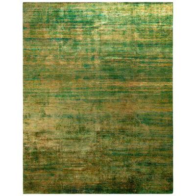 Rug & Kilim’s Modern Textural Rug in Green, Yellow Solid-Stripe Pattern