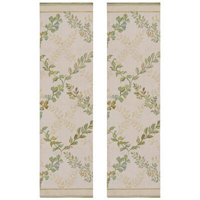 Rug & Kilim’s Tudor Style Flatweave Runner in Cream & Green Floral Patterns