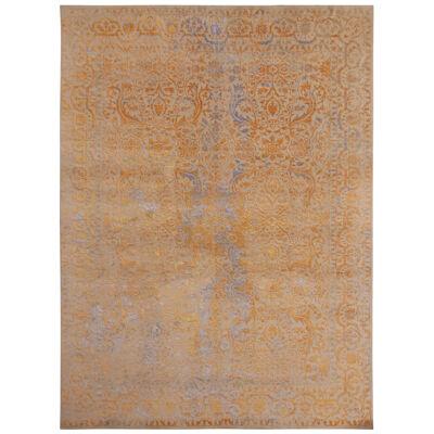 Rug & Kilim’s Transitional Custom Rug in Gold With Floral Patterns